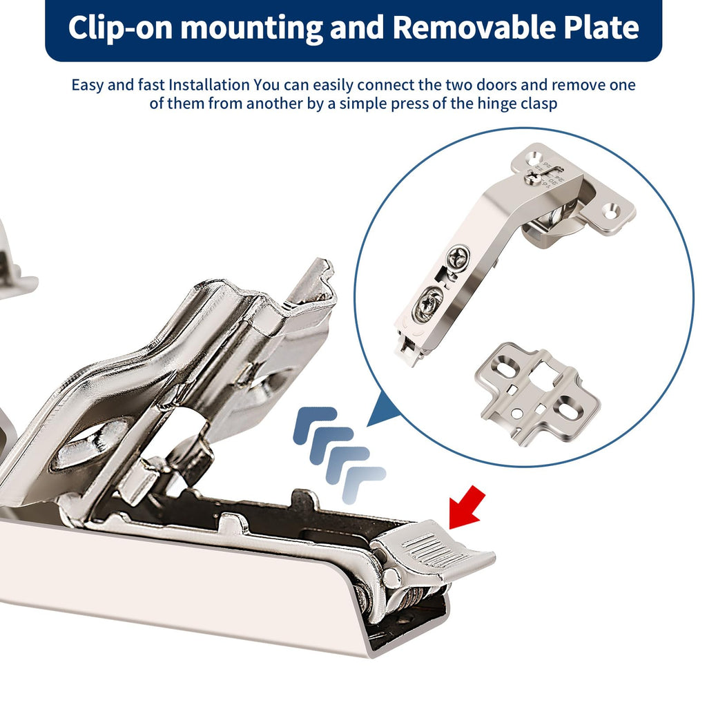 2 Pack 135° Lazy Susan Cabinet Hinge, Full Overlay Concealed Hinge for Corner Kitchen Cabinet Replacement