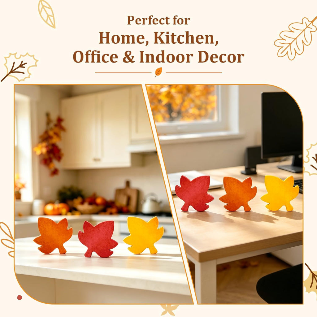 Fall Table Decor -Autumn Harvest Leaves Decorations Indoor - Set of 3