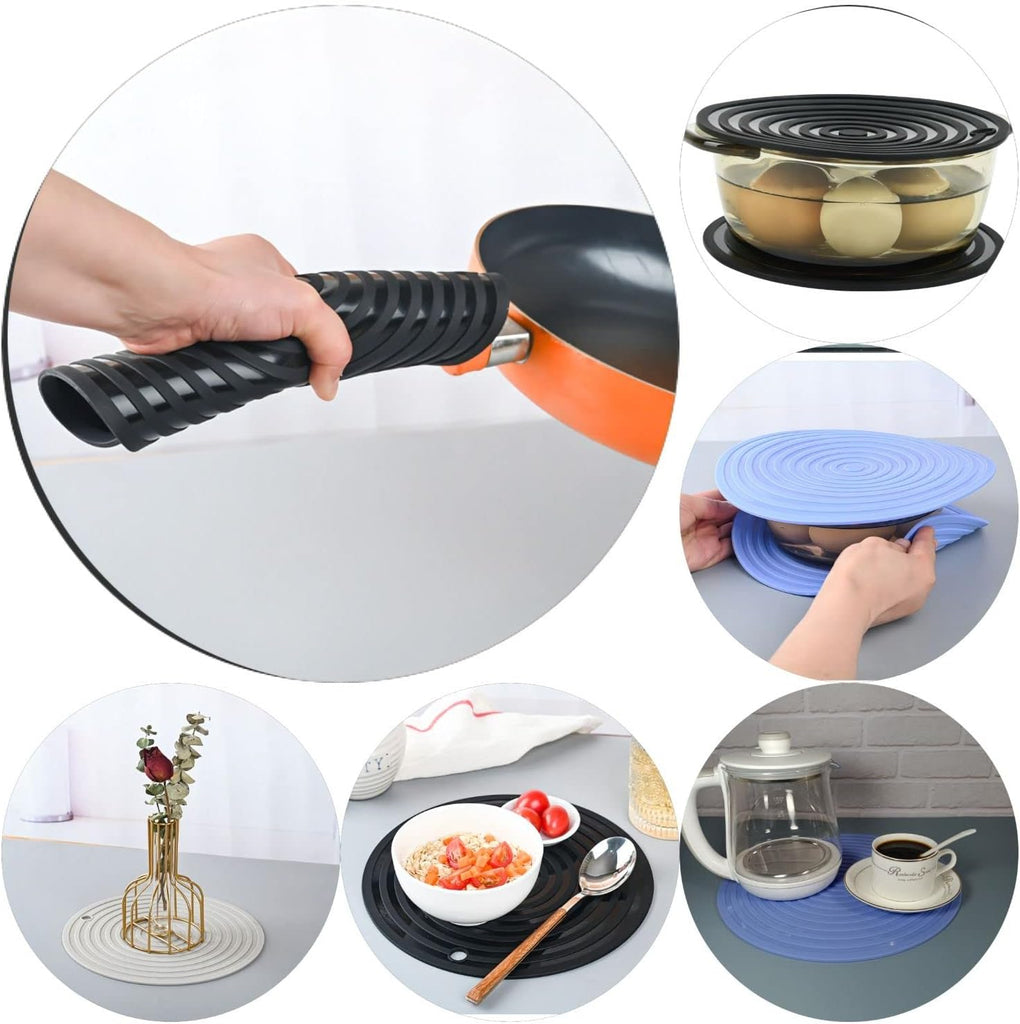Silicone Trivets Mats for Hot Pots and Pans, Large Size Hot Pads Trivets 11.81" and 9.45" Diameter Round for Hot - Set of 2