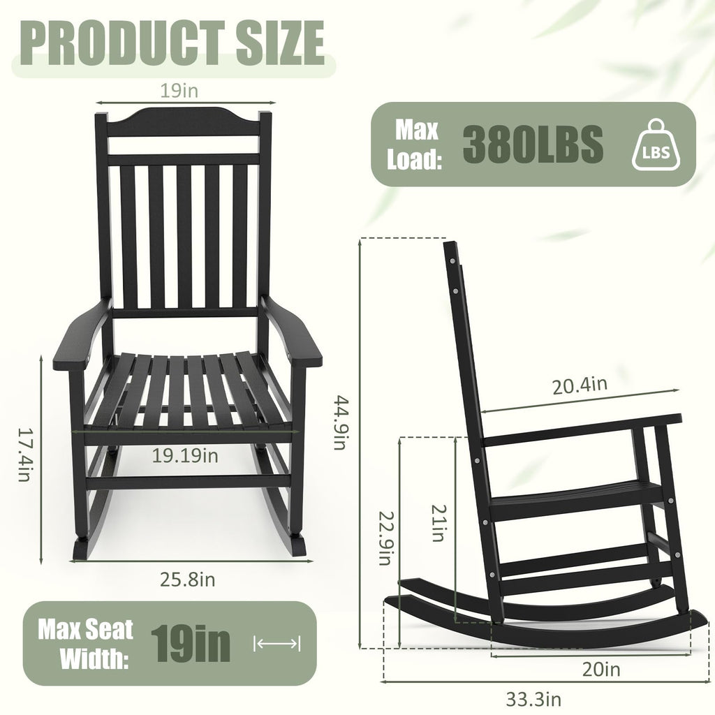 Outdoor Rocking Chairs Set of 2, All Weather Rocking Chair