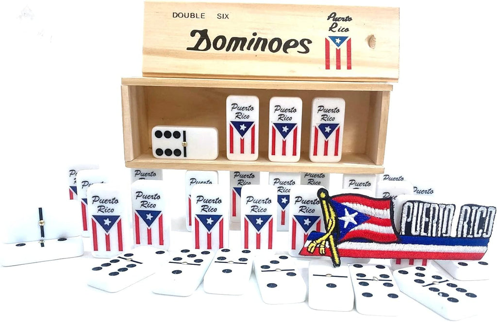 Puerto Rico Dominoes Accessories Puerto Rican Quality Made Domino in Wooden Box - Adult Size, Boricua Style Dominoes