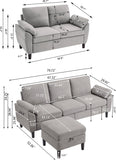 Convertible Sectional Sofa Set, Modern L Shaped 3 Seat Sofa with Reversible Chaise and Love Seat Sofa