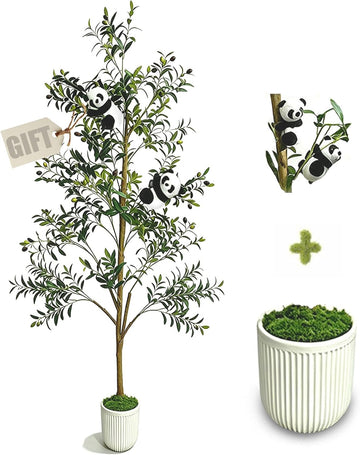 6FT Artificial Olive Tree Indoor Faux Olive Trees with Flower Pot Panda Toy