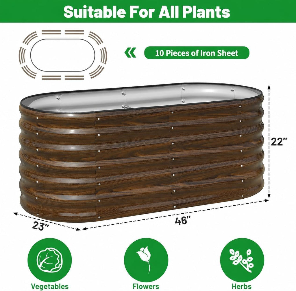 Galvanized Steel Raised Garden Bed Kit - 2 Pack 4x2x2 ft Metal Planter Box for Vegetables, Flowers, Herbs | Easy