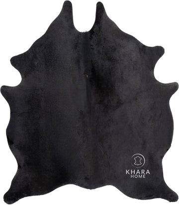Premium 100% Genuine Cowhide Rug (4-5 Ft) Hand-Picked Solid Black Leather Area Rug, Cozy, Unique, and Durable - from