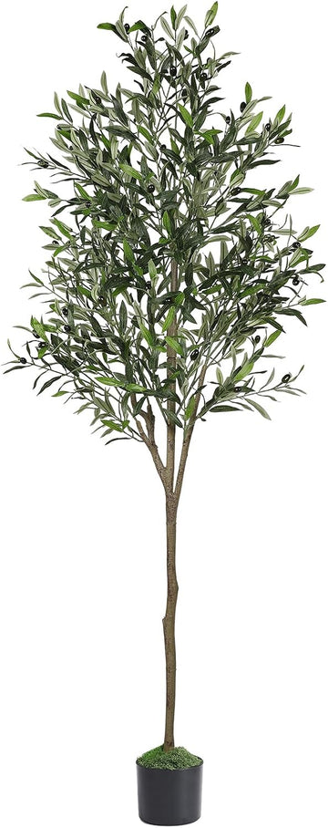 6ft Olive Tree Artificial Indoor, Fake Tree Potted Faux Olive Trees with Lifelike Fruits and Realistic Leaves