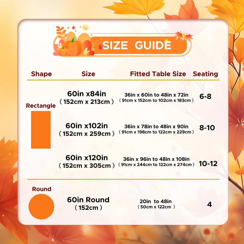 6 Pack Fall Thanksgiving Tablecloth 60x102 Inch Rust Burnt Orange