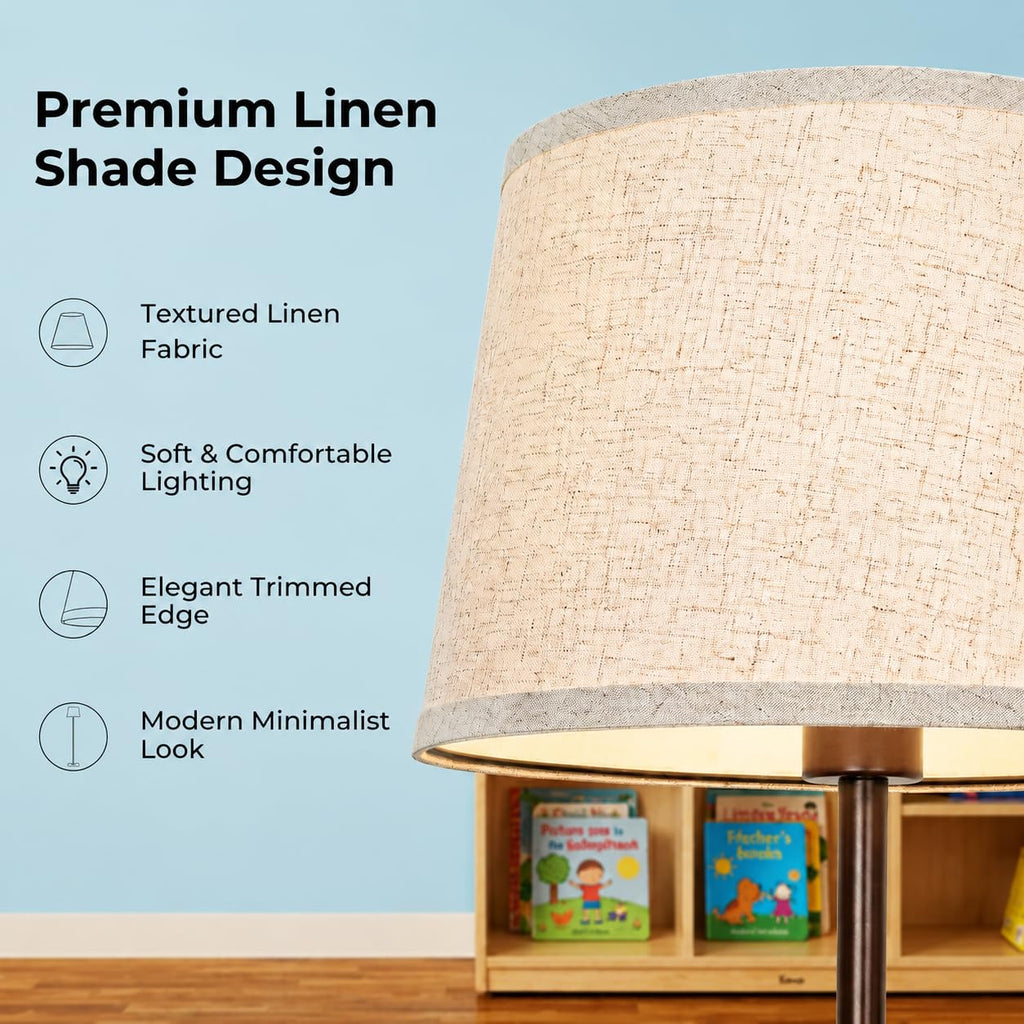 Floor Lamp for Classroom with Linen Shade 61.8" Modern Floor Lamp Foot Pedal Switch Minimalist Design for School