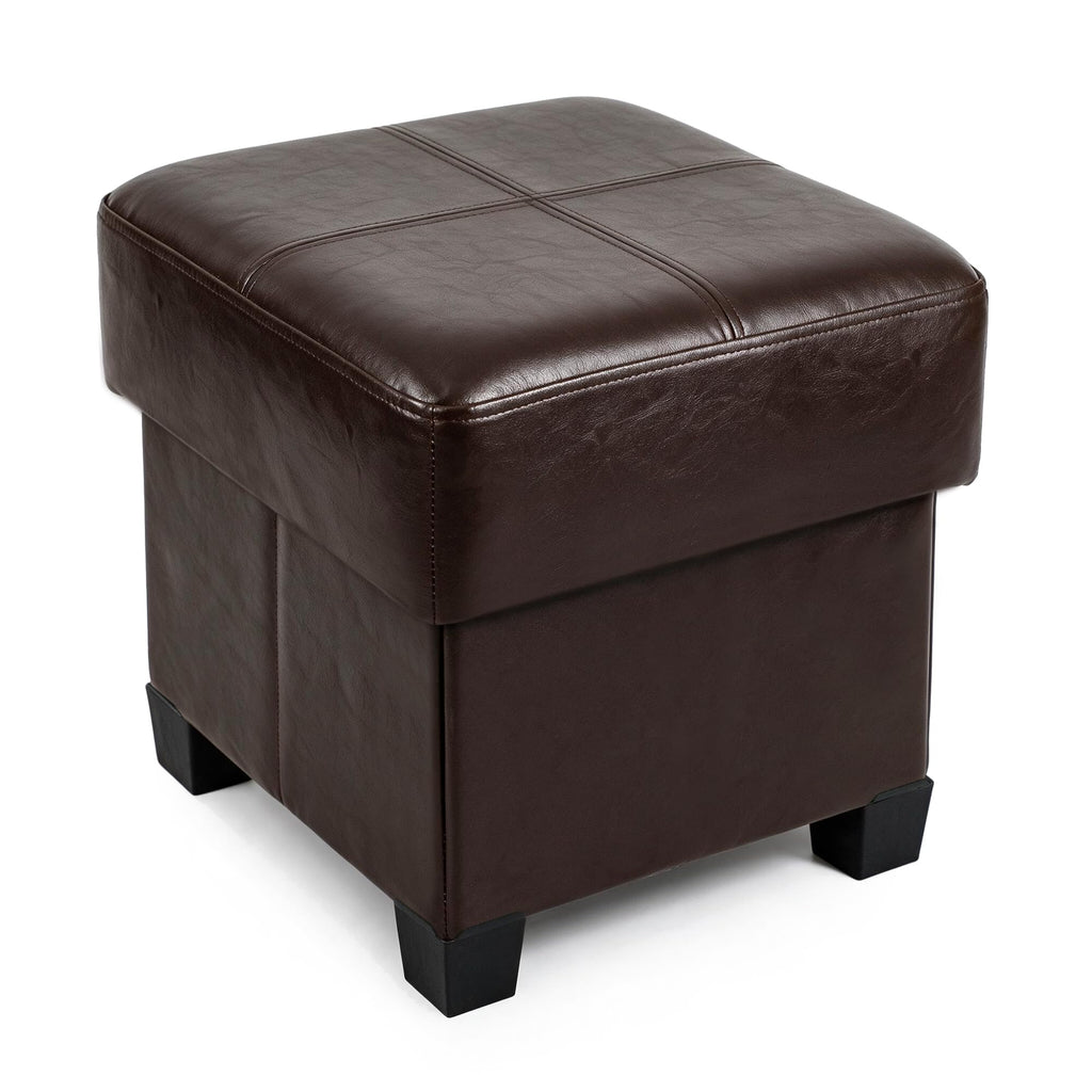 Square Storage Ottoman, Cube Ottoman with Legs, Leather Foot Stool