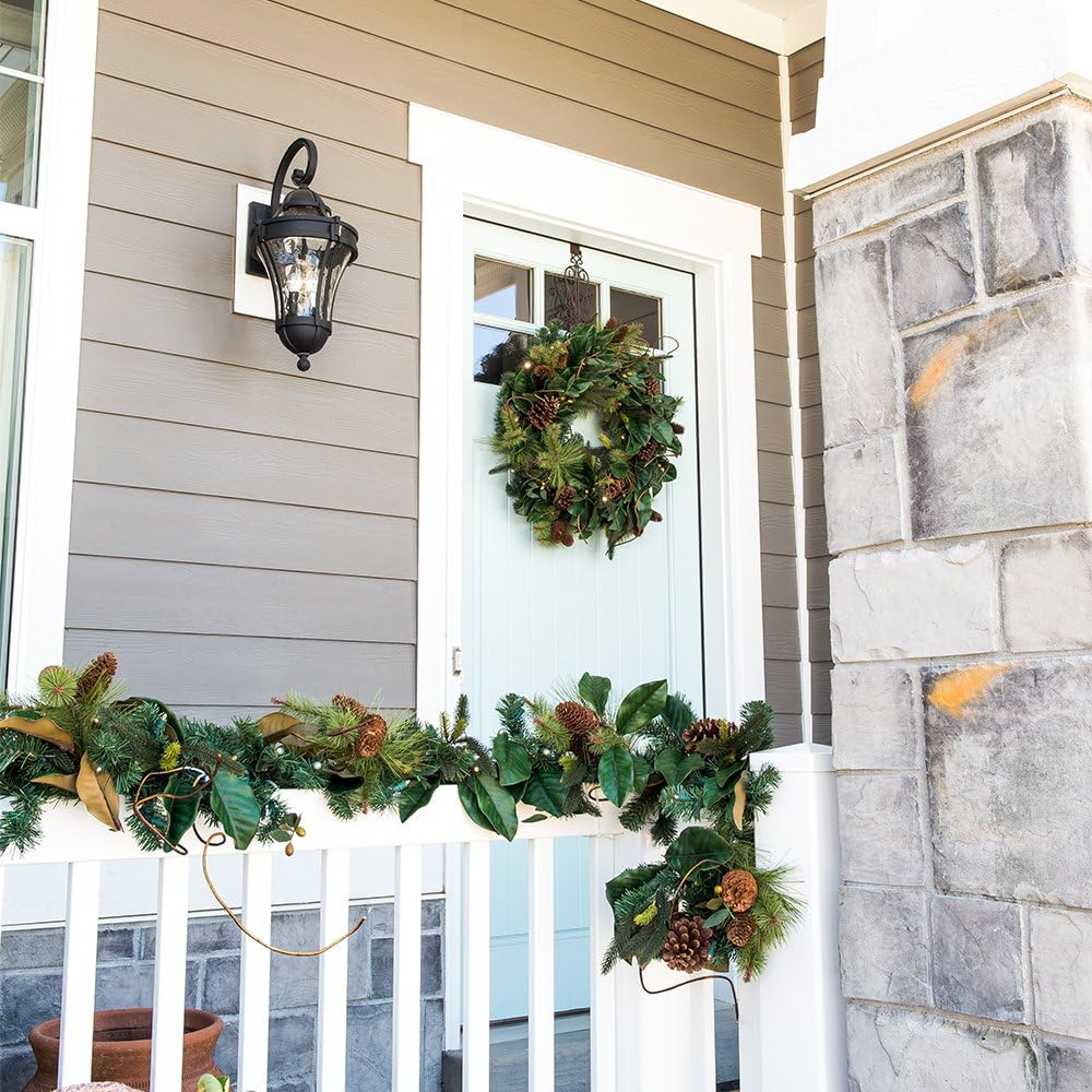 30 Inch Pre-Lit Artificial Christmas Wreath, Magnolia Leaf