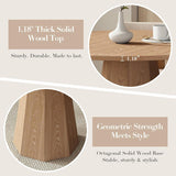 39” Round Solid Wood Dining Table for 4-5 People, Modern Pedestal Kitchen Table with Octagon Base, Circle
