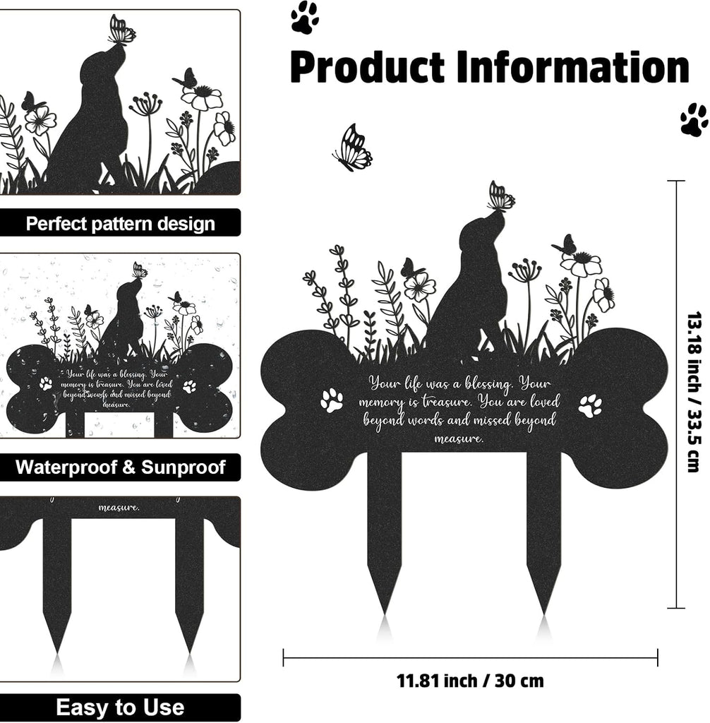 Pet Grave Markers for Dog, Metal Pet Memorial Garden Cemetery Decor