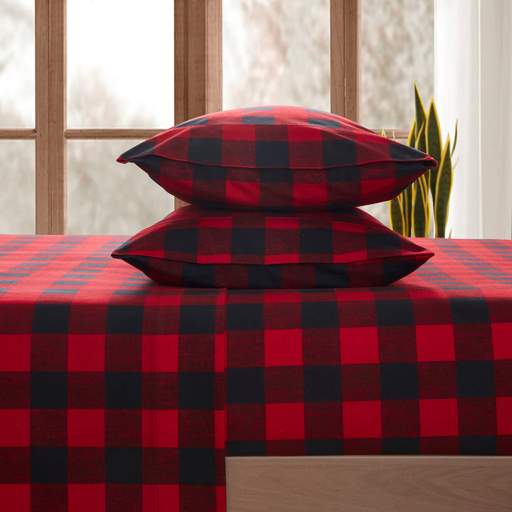 Flannel Sheets Warm and Cozy Deep Pocket Breathable All Season Bedding Set with Fitted, Flat and Pillowcases