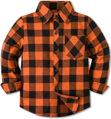 Boys Long Sleeve Flannel Plaid Shirt Button Down Shirts