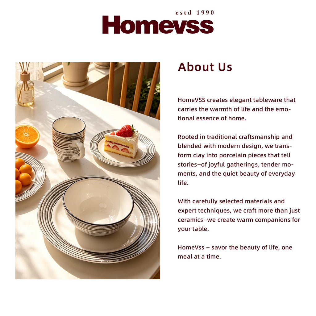 16 Piece Dinnerware Set, Ceramic Plates and Bowls Sets for 4, Microwave and Dishwasher Safe, Handcrafted Tree Bark