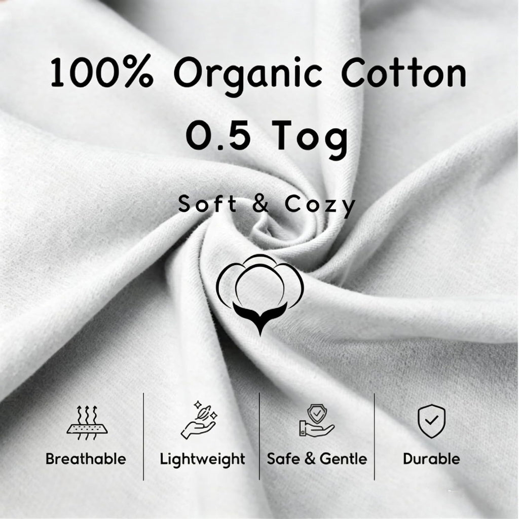 Pack Baby Sleep Sack - 100% Organic Cotton 0.5TOG, Way Zipper Wearable Blanket For Infant