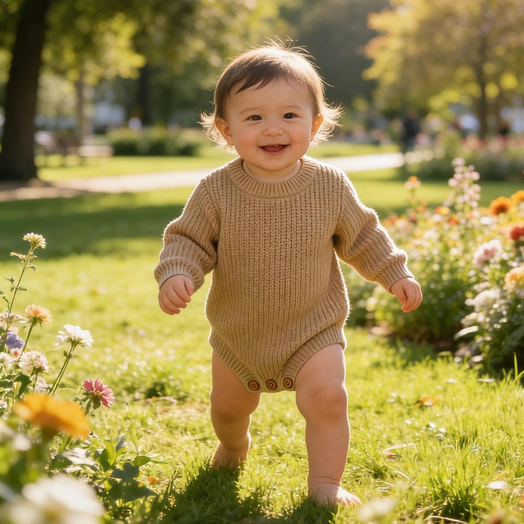 Baby 100% Cotton Knit Romper Winter Long Sleeve Bodysuit