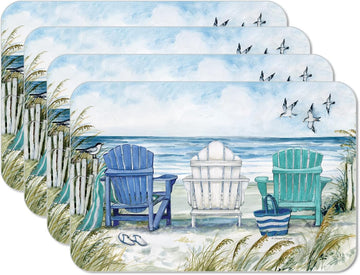 Chairs By The Sea Reversible Easy Care Placemat 4 Pack - Set of 4
