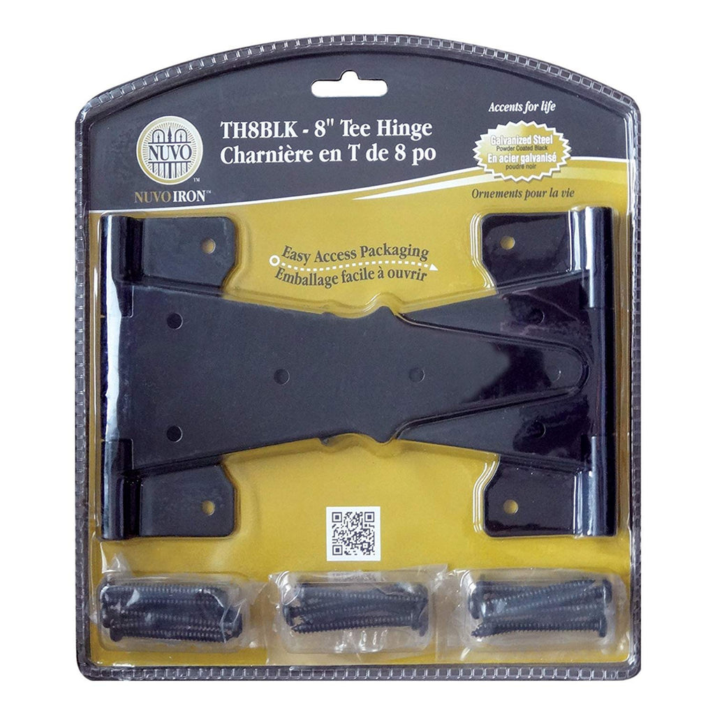 TH8BLK Black Galvanized Steel 8" Tee (2 pcs) Hardware Gate Hinge