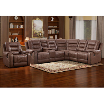 L-Shaped Reclining Sectional Sofa with a Recliner, Faux Leather Reclining Sectional Couch, Sectional Recliner
