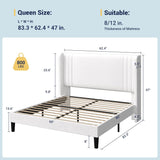 Queen Velvet Platform Bed Frame with Vertical Tufted Wingback Headboard, Easy Assembly, Under Bed Storage