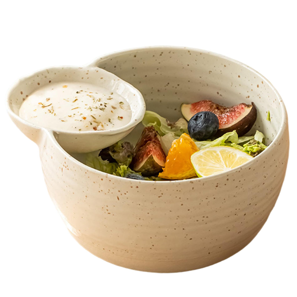 Dipping Bowls, Chip and Dip Bowl, Ceramic Divided Sauce Bowls, Non-Slip Dumpling Plate, Easy to Clean Serving Plates