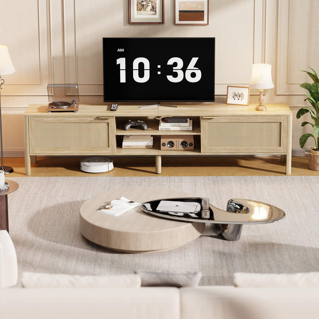 Rattan TV Stand Oak 58"