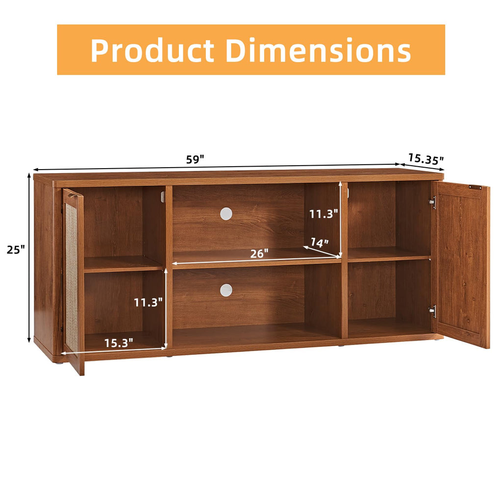 Rattan TV Stands, Tea Brown