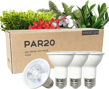 Full Spectrum 7W PAR20 E26 Base Grow Light Bulbs, Indoor Plants Seeds Greens Vegs Microgreens High PPFD, Efficient