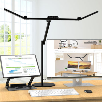 Architect Desk Lamp with Atmosphere Lighting, Adjustable Led Desk Light with Base, 24W Bright Auto Dimming Table