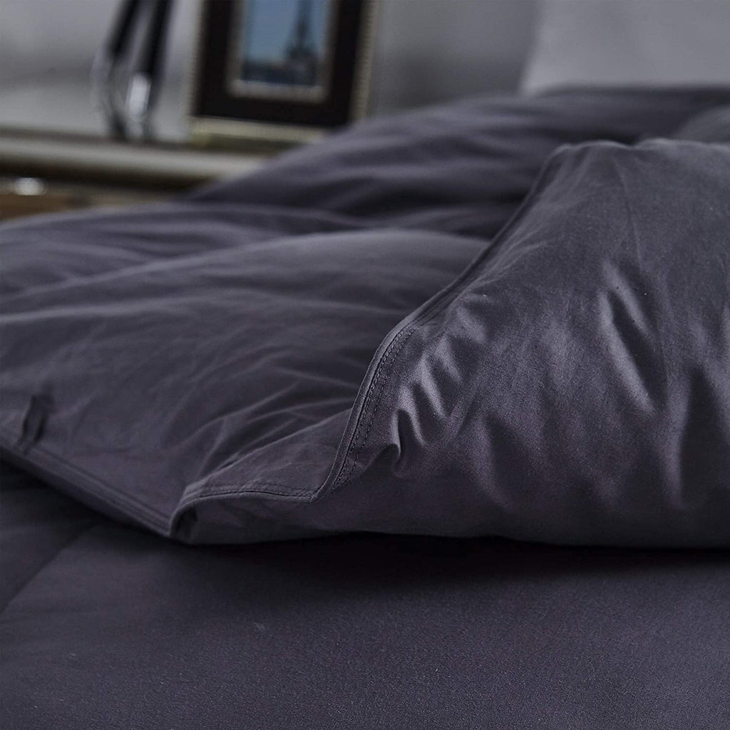 Luxurious All-Season Goose Down Feather Comforter Duvet Insert, Classic Gray, Premium Baffle Box, 1200 Thread Count