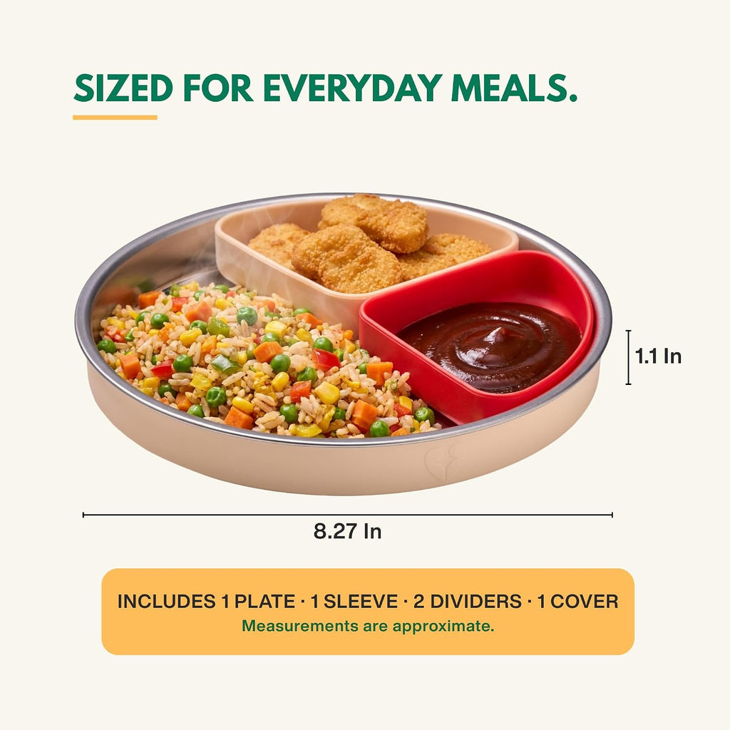 Silvare Divided Stainless Steel Kids Plate & Silicone Bowl Set