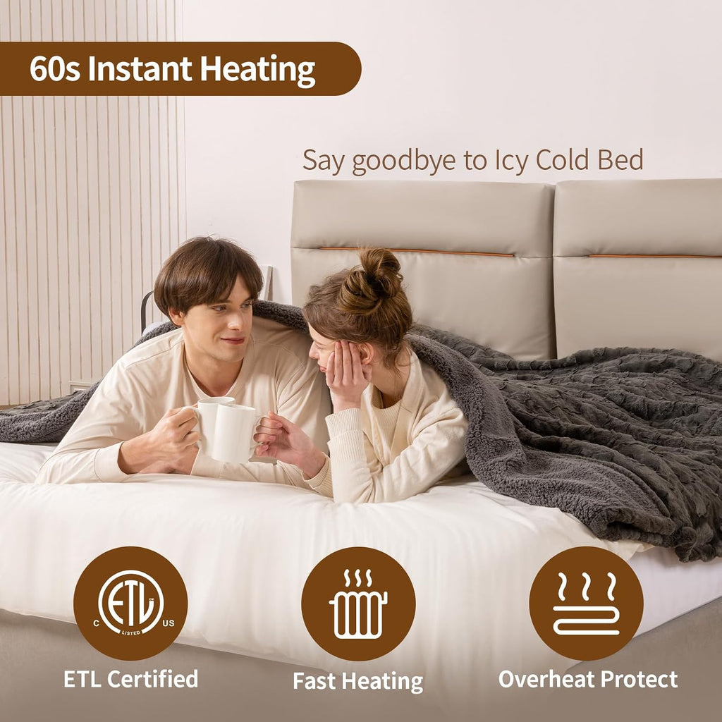 Heated Blanket Twin Size, 62"x84" Electric Blanket with 10 Heat Levels & 1-12H Adjustable Auto Off, Faux Fur and