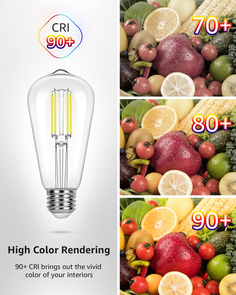 Dimmable E26 Edison LED Bulbs, 4000K Neutral White, 60W Equiv, 6 Pack