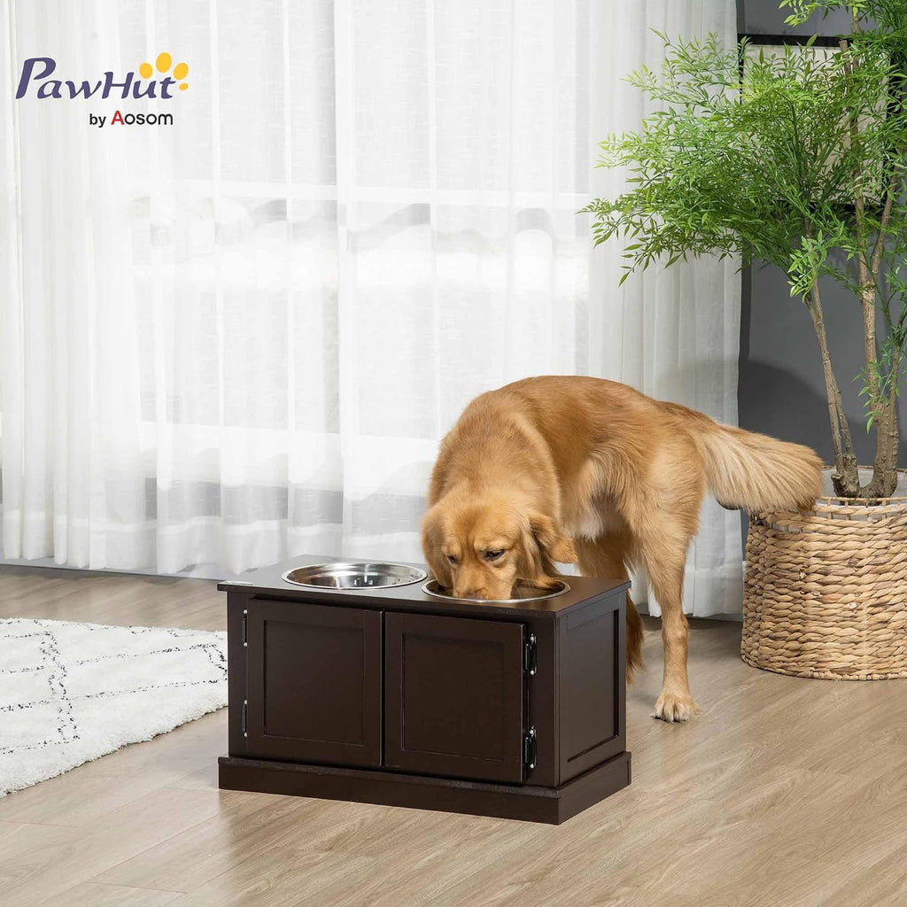 Elevated Dog Bowls for Large Dogs Raised Pet Feeder Station Coffee