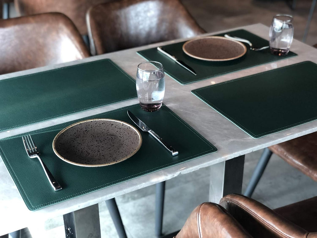 Vinyl Waterproof Placemats, PU Table Mats, Stain Resistant, Heat Resistant, Non-Slip Easy to Clean Dining - Set of 4