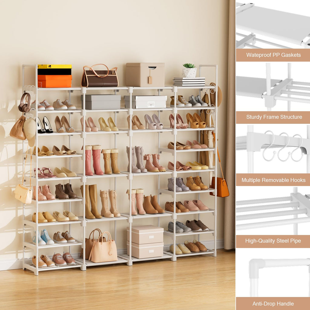 Large Shoe Rack Organizer Closet 64-68 Pairs 9-Tier Heavy Duty Tall Garage Shoe Rack Shoe Shelf Shoes Storage with 18