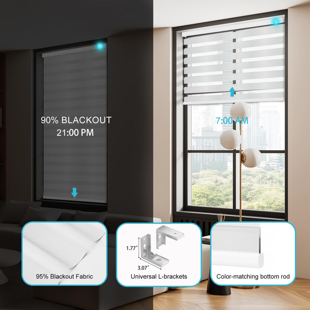 Motorized Zebra Blinds with Remote Smart Blind Work with Homekit Alexa SmartThings Electric Day and Night Shade