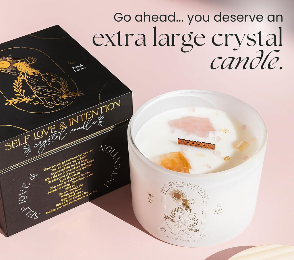 Large Crystal Candles for Women - 12oz Soy Candles that Crackle. Scented, Non-Toxic, Luxury Aromatherapy. - Set of 12
