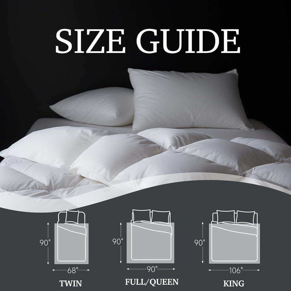 Luxury White Goose Feather Down Fiber Comforter King, 100% Cotton All Season Duvet Insert King