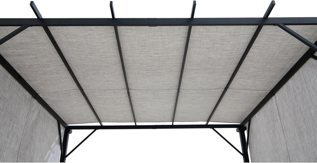 9 x 9 ft. Pergola, Outdoor Patio Matte Black Steel Classic Frame Pergola with Retractable White Canopy Shade for