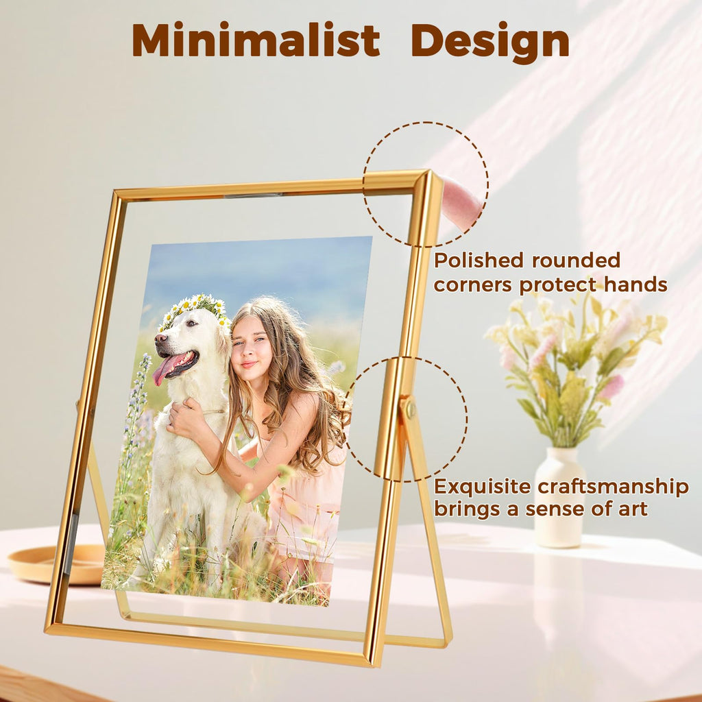 Gold Floating Frame, 7×9 in, Portrait, For Picture 6x8, 5x7