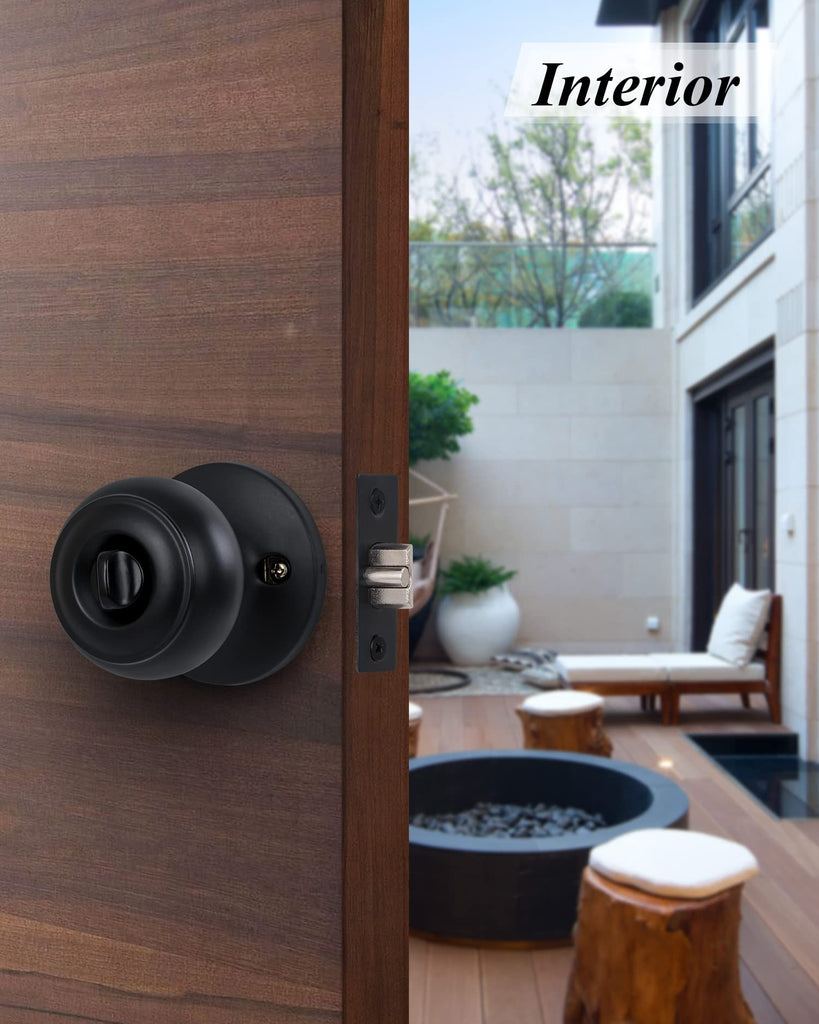3 Pack) Entry Door Knobs with Lock and Keyed Alike, Interior/Exterior Flat Ball Door Locks /Bathroom/Front/Offic