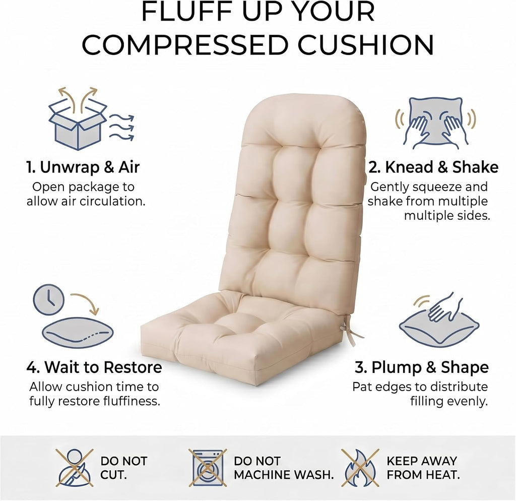 50x20x4 In Adirondack Chair Cushion Set of 2, Thick Outdoor Chair Cushion | Water Resistant Patio Cushion, Fade