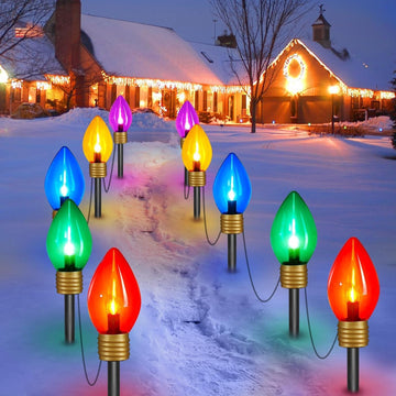 Jumbo C9 Christmas Pathway Lights Outdoor,2Pack Total 17FT C9 Walkway Light