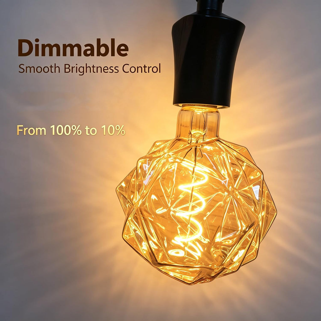 G125 Large Decorative LED Edison Light Bulb,5W Irregular Amber Glass, E26