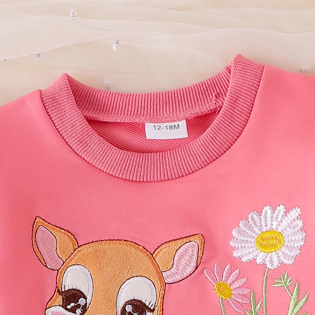 Toddler Clothes for Girls,2 Piece Animal Sweatshirt and Jeans