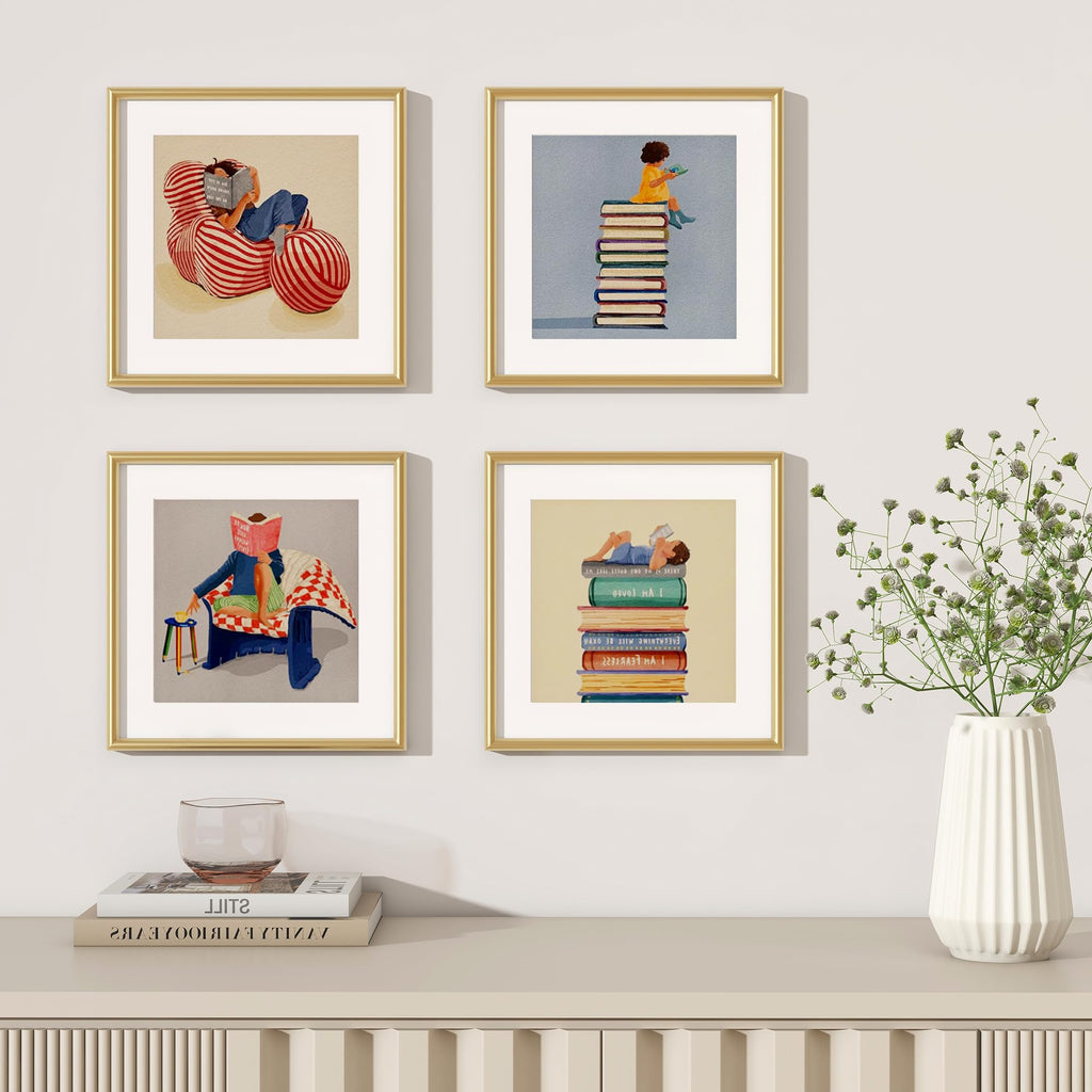 12x12 Gold Picture Frame, Square 12 x 12 Photo Frame for Wall Gallery, Metal Picture Frame 12x12 with Real Glass