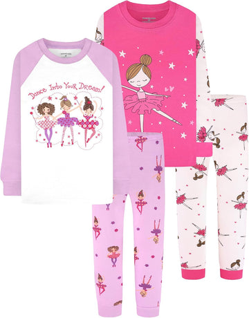 Girls 4 Pieces Cotton Pajamas Months