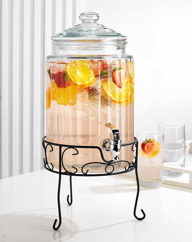 1.5 Gallon Drink dispenser, With Elegant Stand Stand, Drink Dispensers for Parties With Spigot 100% Leakproof. - Set of 2